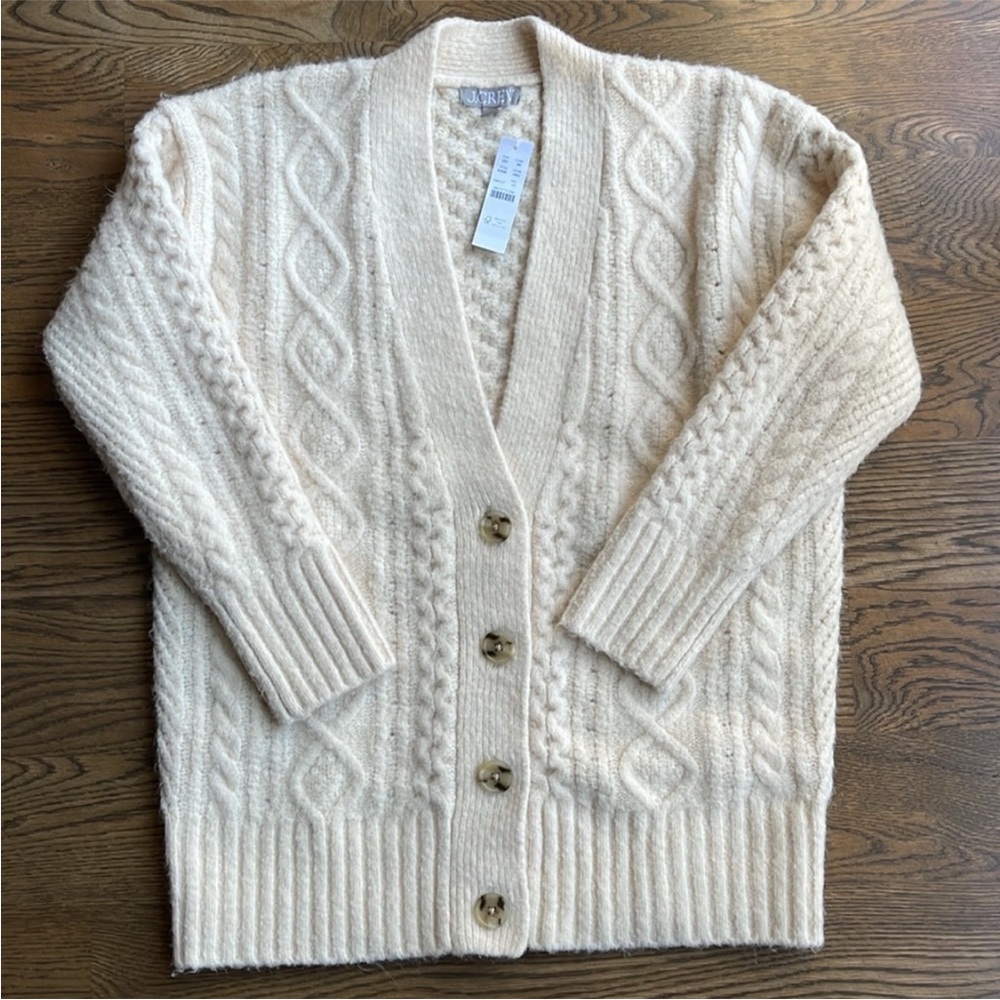 JCrew cable knit stretch cardigan sweater